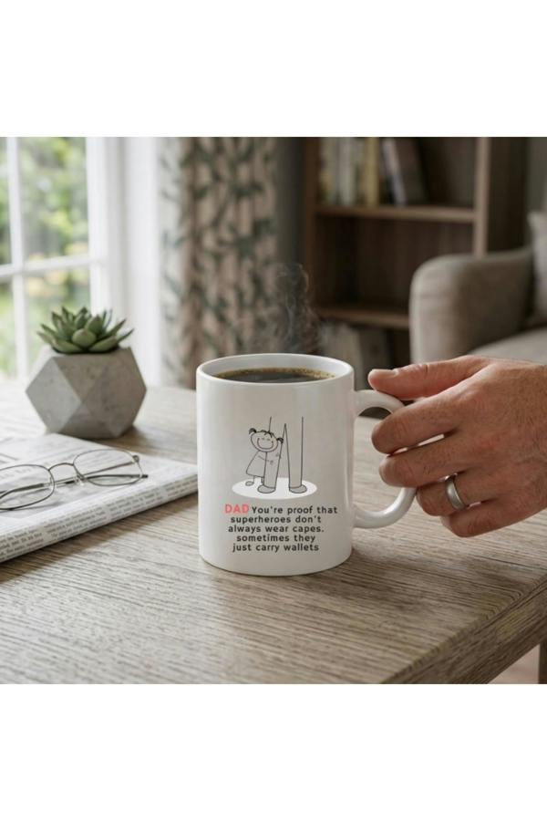 Dyzi Dad Superhero Mug Proof Superheroes Dont Always Wear Capes Ceramic Cup