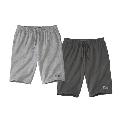 Atlas For Men Mens Mottled Casual Shorts (Pack of 2) - Light Grey/Dark Grey