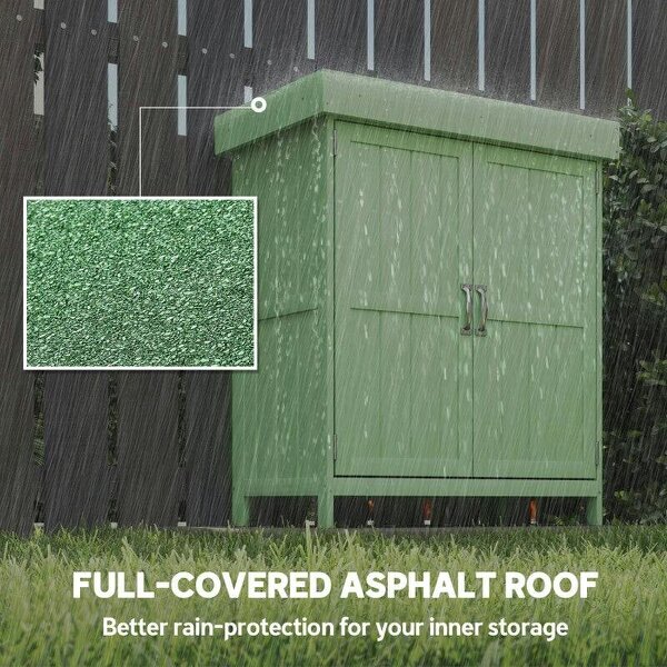 Small Shed, Wooden Garden Shed with Openable Hinged Roof and Removable Shelf, 74 x 43 x 88 cm, Light Green