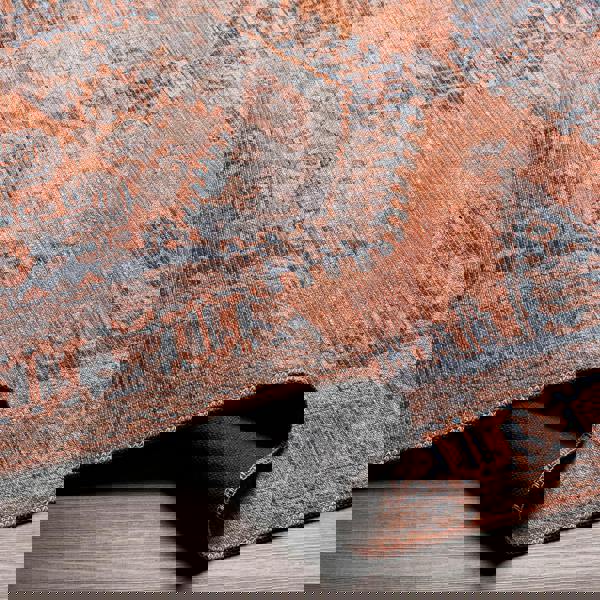 Livabliss Colin-Washable Orange Blue Brown Traditionnal Vintage Boho Rug