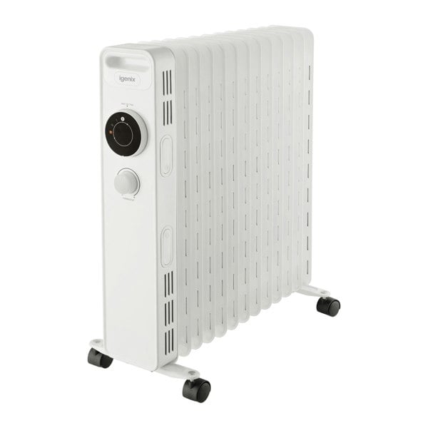 igenix Oil Filled Radiator, 2.5kW/2500W, Overheat Protection, White