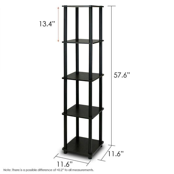 WALPLUS Turn-N-Tube 5-Tier Corner Square Rack Display Shelf, Espresso/Black perfect for organized storage and display