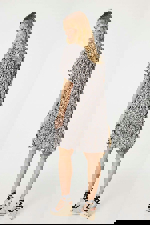 Beige | Animal Print Knee Length Smock Dress