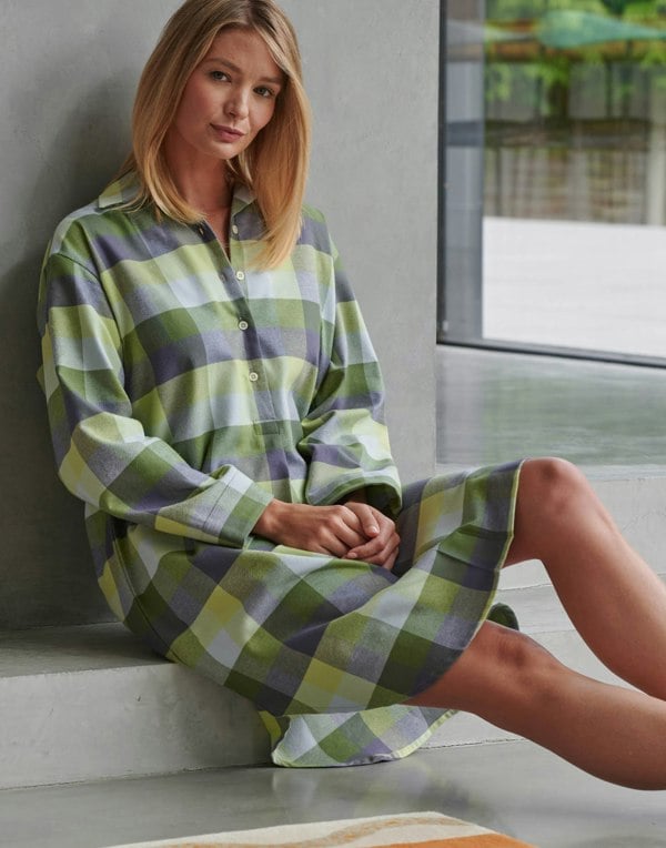 British Boxers Women's Brushed Cotton Nightshirt – Shetland Check