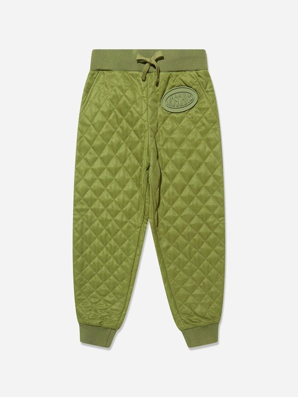 Moschino Kids Moschino Boys Quilted Joggers in Green