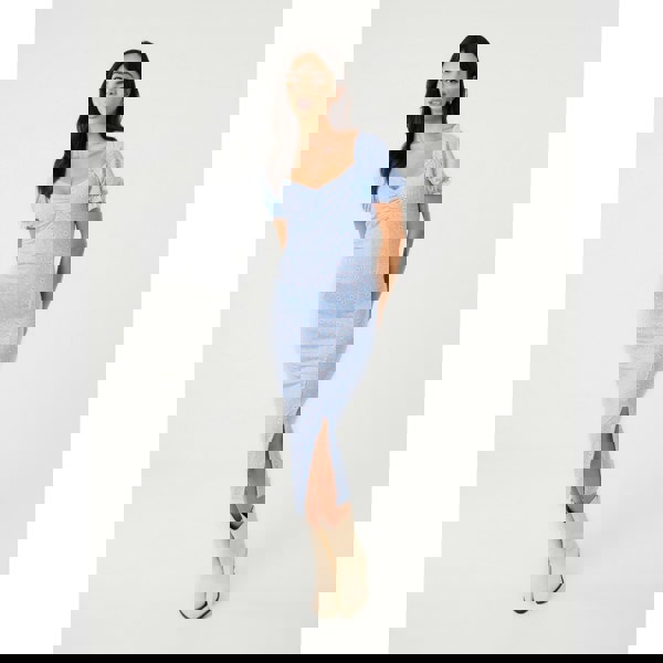 Pink Vanilla Front Split Floral Midi Dress