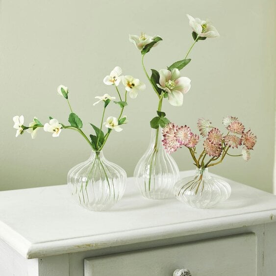 Scotts of Stow Ribbed Glass Bud Vase Trio
