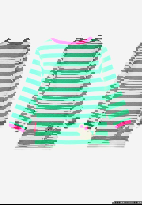 Organic Green Kitten Applique Long - Sleeved T-Shirt - Toby Tiger