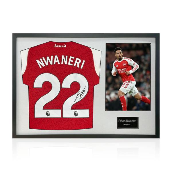 Ethan Nwaneri Signed Arsenal Shirt Classic Frame