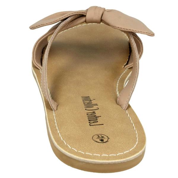 Leather Collection Ladies Leather Collection Flat Twist Bow Mule Sandals