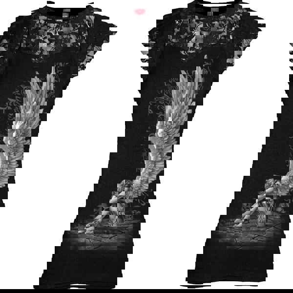 ENSLAVED ANGEL - Lace Layered Cap Sleeve Top Black - Spiral USA