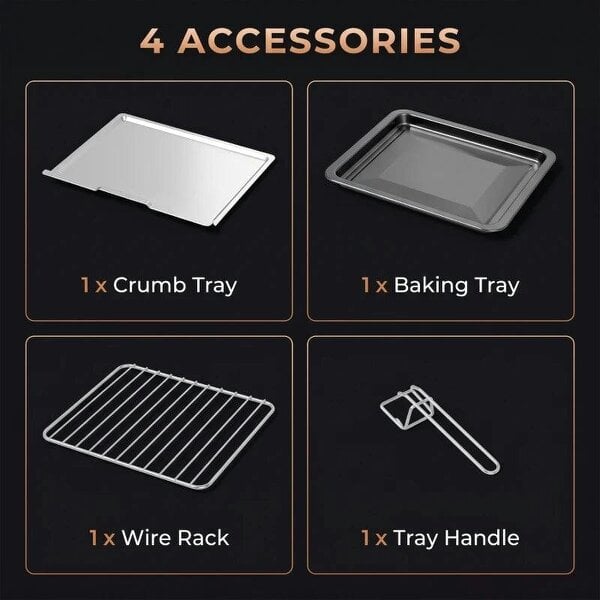 30 L Mini Oven, Countertop Electric Cooker & Grill for Roasting, Baking, Grilling with Adjustable Temperature, Black