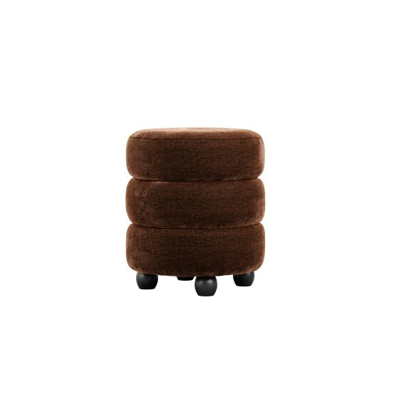 Wyld Haus Antipodes Maroon Chenille Round 3 Tier Pouffe