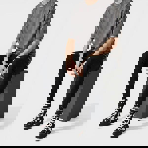 Burberry Sub High Top Lace Up Rubber Sole Boot Black White