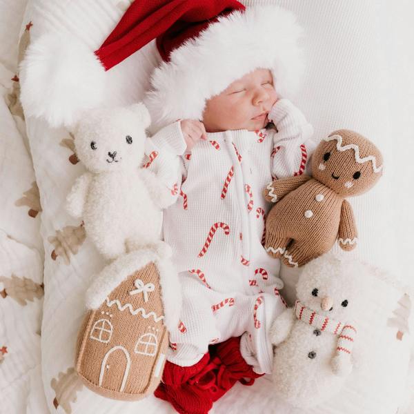cuddle+kind - Christmas Baby Animal Collection - Baby Snowman - Candy Cane Stripe