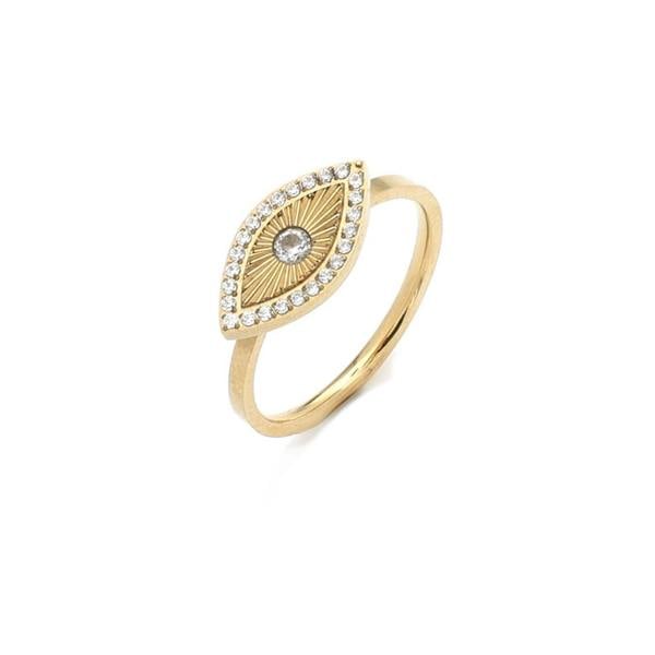 Say It With Full CZ Evil Eye Ring - Yellow Gold