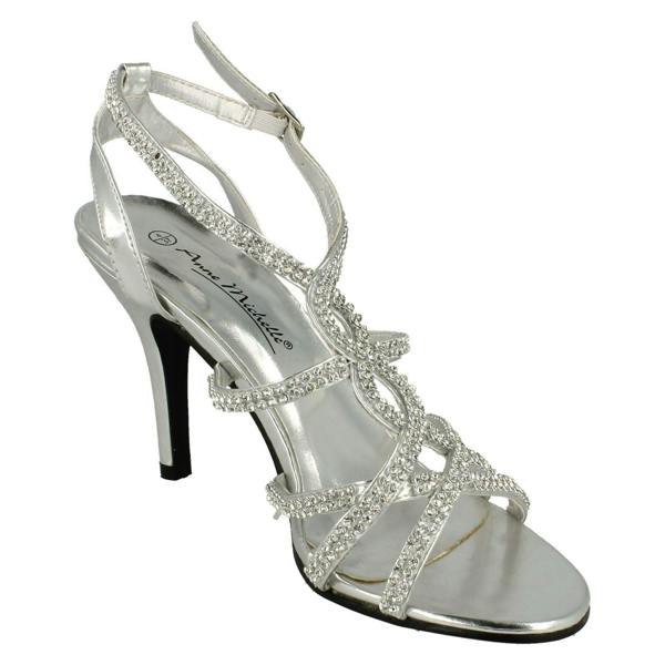 Anne Michelle Ladies Anne Michelle Heeled Ankle Strap Sandal Shoes