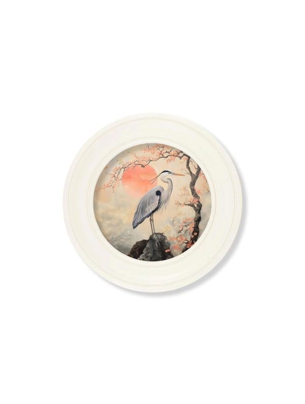 Exceptional Art Japanese Twin Herons - Oxford Strong White Round Frame