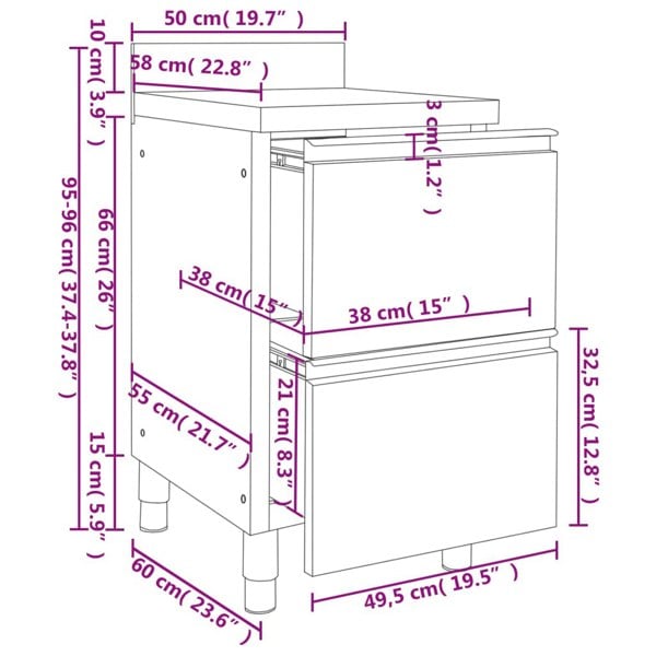 Berkfield Commercial Kitchen Cabinet with 2 Drawers Stainless Steel