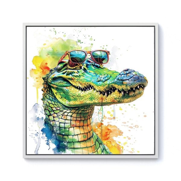 Warren Reed Cool Crocodile Framed Canvas