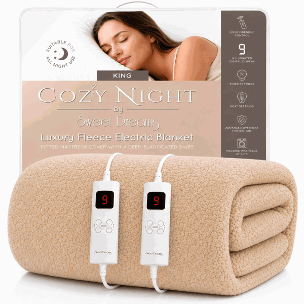 Sweet Dreams King Size Electric Heated Blanket Mattress Soft Fleece Throw 9 Heat And 9 Timer Settings Dual Controller Washable