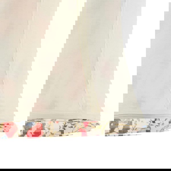 Classic Curved Cream Cotton Drum Shade with Blue and Red Floral Inner Image 4