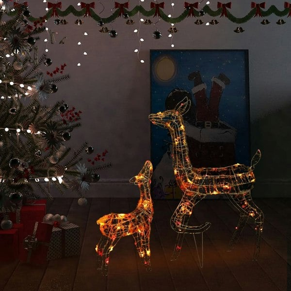 Berkfield Acrylic Reindeer Family Christmas Decoration 160 LED Colourful