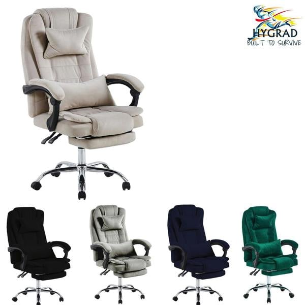 HYGRAD BUILT TO SURVIVE Velvet Reclining Office Chair with Footrest, Adjustable Swivel | HYGRAD®