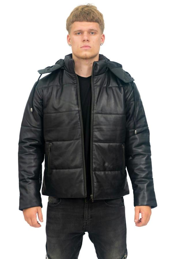 Infinity Leather Mens Puffer Leather Bomber Jacket-Augsburg