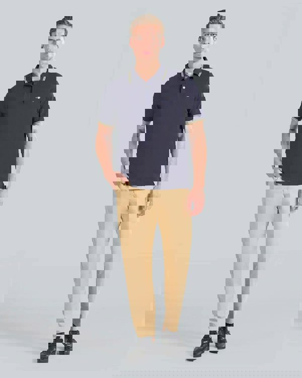 GANT Mens Contrast Tipping Polo 433 Evening Blue