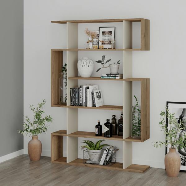 Decortie Mito Modern Freestanding & Wall Mounted Bookcase Sonoma 5-Tier Display Unit Tall for Home & Office 161cm