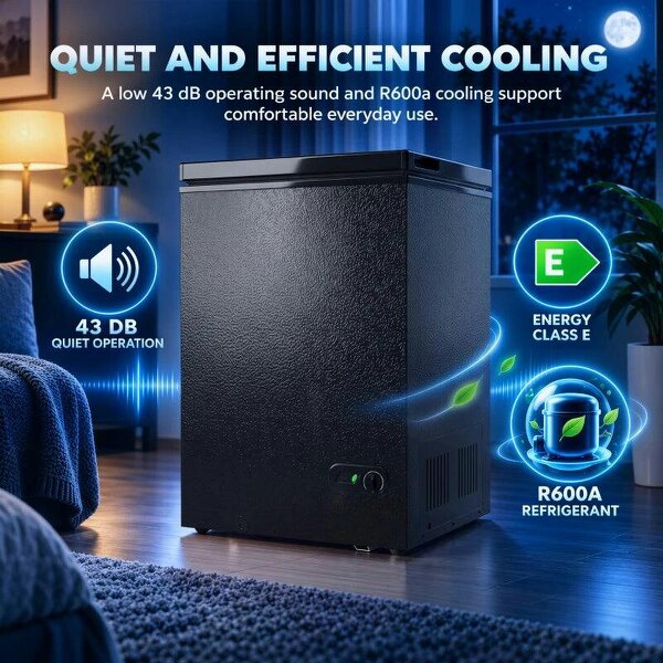 91L Freestanding Chest Freezer with Removable Storage Basket, Chest Freezer with Mechanical Temperature Control, Black