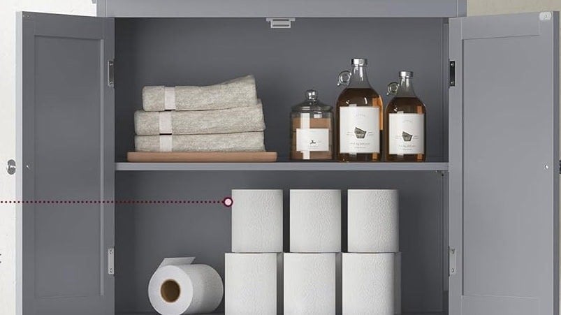 Modcraft Grey Bathroom Storage Cabinet Kitchen Cupboard with 2 Drawers, 2 Doors & Adjustable Shelf