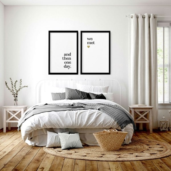 1st year anniversary gift | set of 2 wall art prints for Bedroom