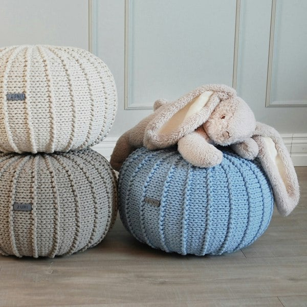 Knitted pouffe BEIGE - Zuri House