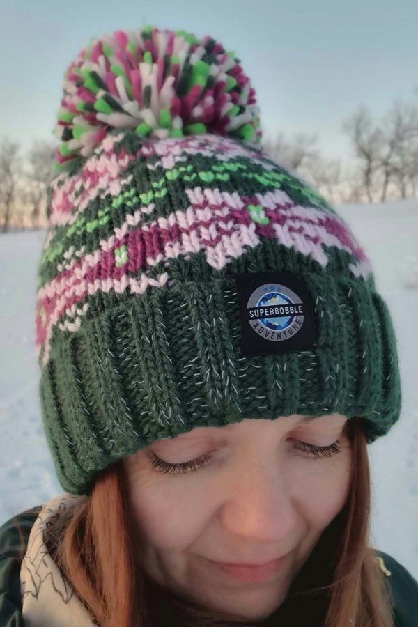 SuperBobble Woodland Nordic Knit Bobble Hat - Green