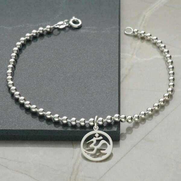 Christopher James of London Sterling Silver Bead Ball Anklet With Your Choice of Charm - 6. Ohm Aum Om Charm