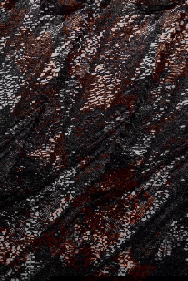 Scalloped Lace Corset Bodice Midi Dress - Black DR4526