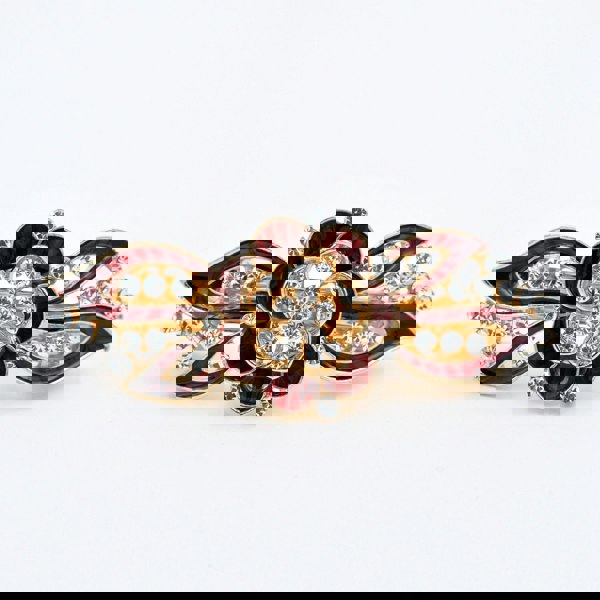 flower hair clip in red enamel