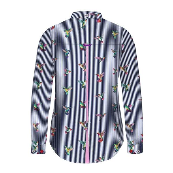 STRIPED HARMONY OF HUMMINGBIRDS WOMENS  PRINT SHIRT - Premium Men's Patterned Shirt by Claudio Lugli | Bold Design, Tailored Fit, Best Printed Shirts