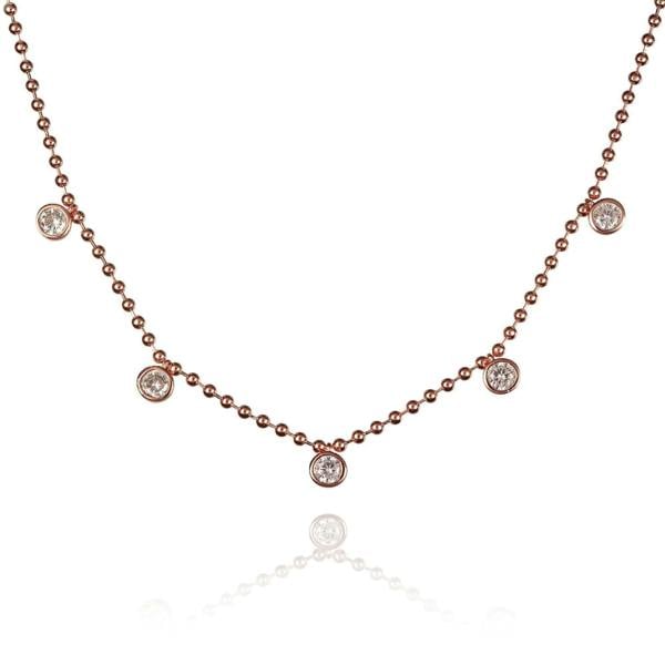 Rose Gold Beaded Choker Necklace for Women with Round Stones - namana.london