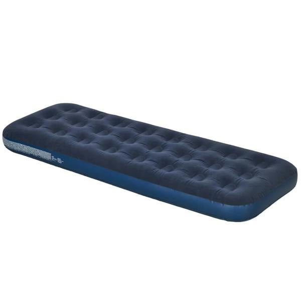 Single inflatable air mattress, blue flocked top, quilted air chambers