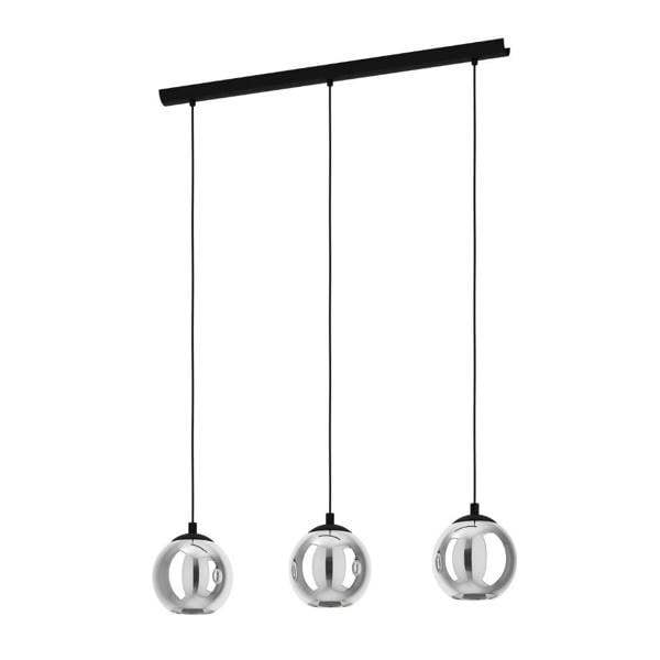Pagazzi Lighting Aleksander 3 Light Black & Smoked Glass Pendant Ceiling Light