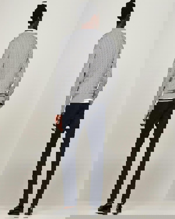 Tommy Hilfiger Classic Cable Mens Crew Jumper - Medium Grey Heather - CHO - Designer Mens Jumpers