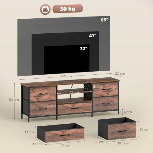 Wyld Haus Beladen 140cm Industrial Multi Storage TV Stand In Brown Grey And Black