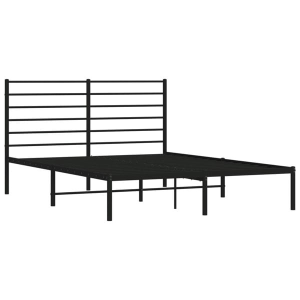 Berkfield Metal Bed Frame with Headboard Black 160x200 cm