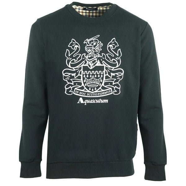 Aquascutum Large Crest Crew Neck Black Sweatshirt