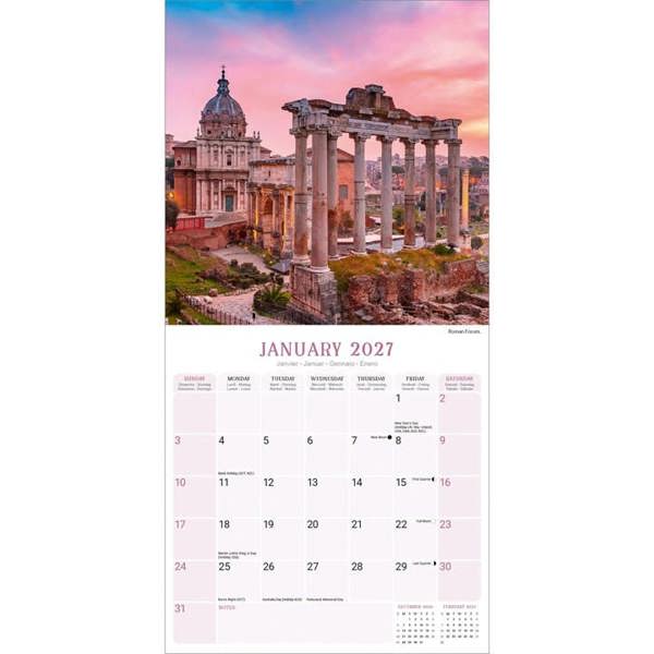 Rome Calendar 2027, Wall Calendars, Month To View, Travel, Gift