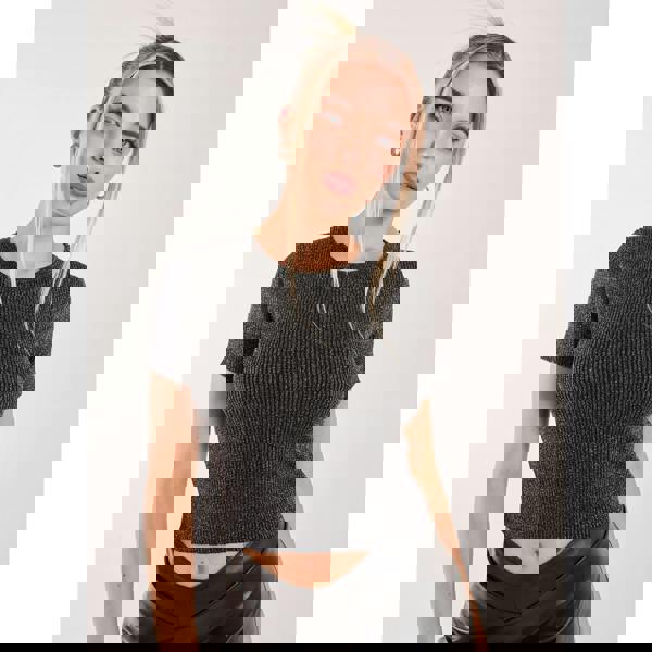 Pink Vanilla Glitter Lurex Crew Neck Top