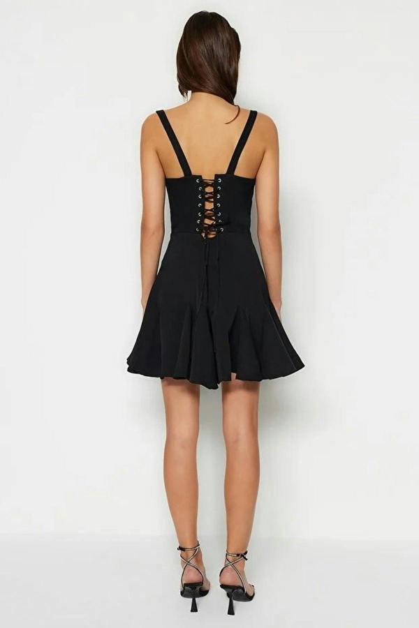 WOVCOR A-Line Lined Short Dress with Corset Detail